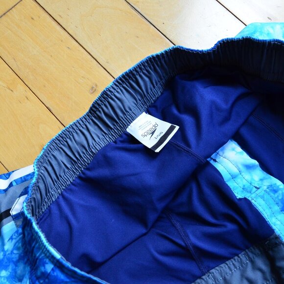 Speedo Men’s Leaf Tie Dye Print Stripes Multi-Colored Mesh Lined Swim Trunks L - Picture 6 of 10